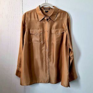 Ralph Lauren brand Long Sleeve Tailored Silk Shirt Size 1X